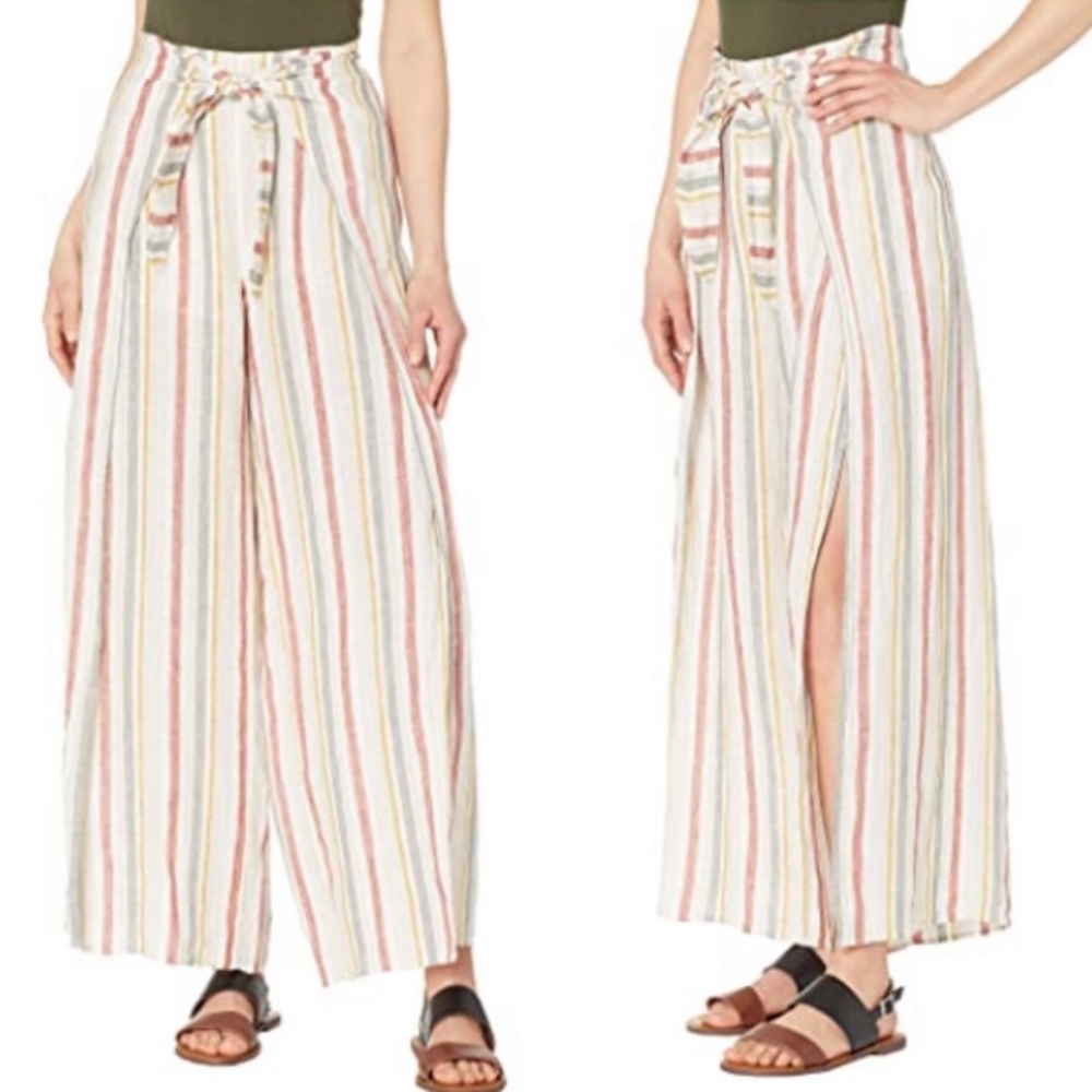 Vince Camuto Canyon Stripe Tie Front Linen Pants - Size XXS